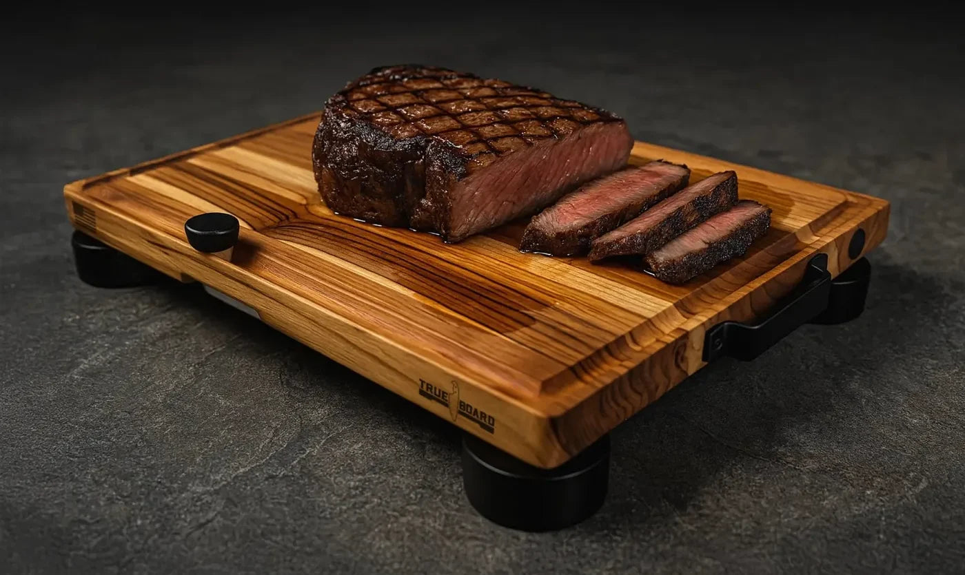 The True Board with a grilled steak